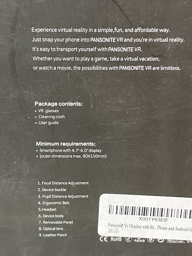 New Pansonite VR Headset 3D Glasses Virtual Reality w/ Remote Controller