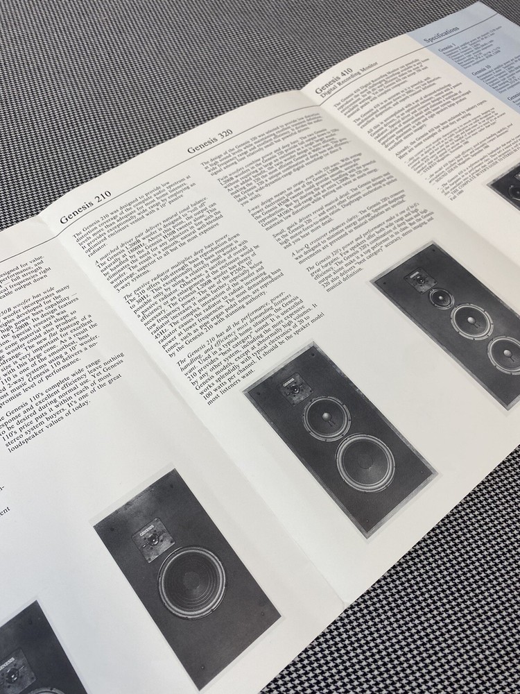 GENESIS LOUDSPEAKER PRODUCTS INFORMATION BROCHURE J0342