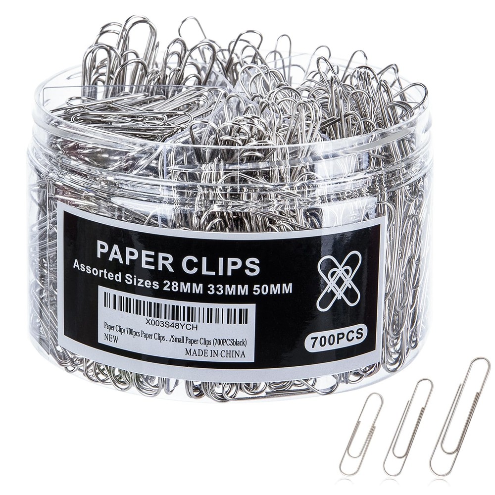 700pcs Paper Clips Assorted Sizes Large (700PCS) Large, Silver