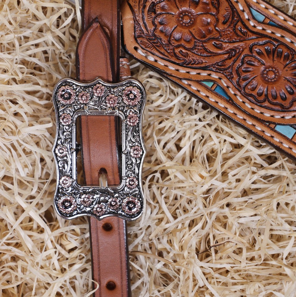 Western Leather Headstall and Breast Collar Tack Set
