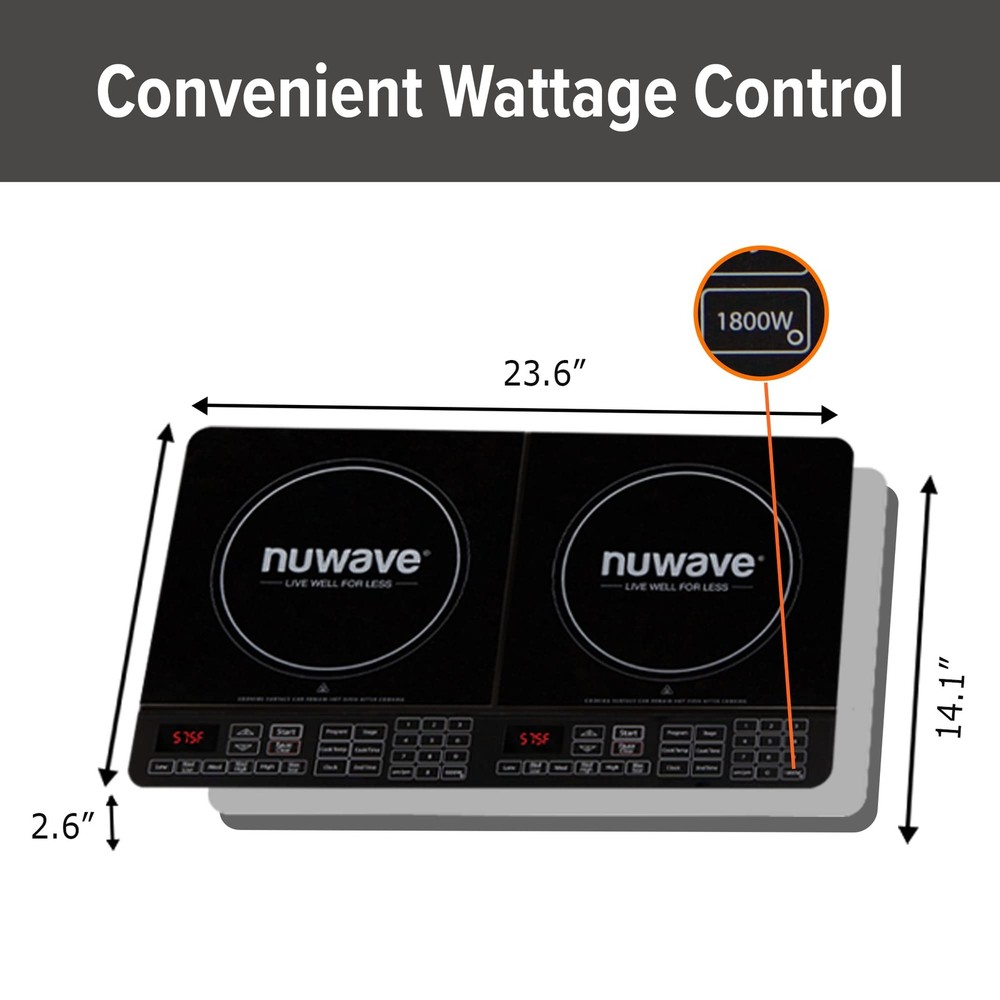 Nuwave PIC Double, Portable, Powerful 1800W with 2 Large 8” Heating Coils