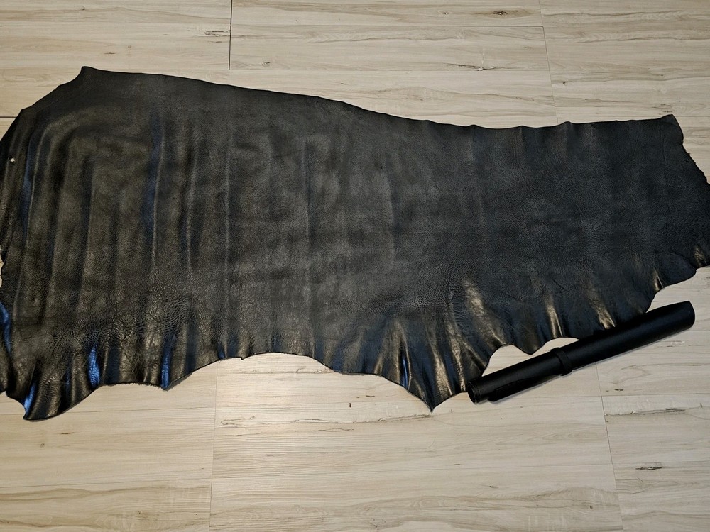 5oz STONE BLACK FULL GRAIN LEATHER HIDE MEDIUM SOFT PANEL/SHEET/SQUARE/12x12x24