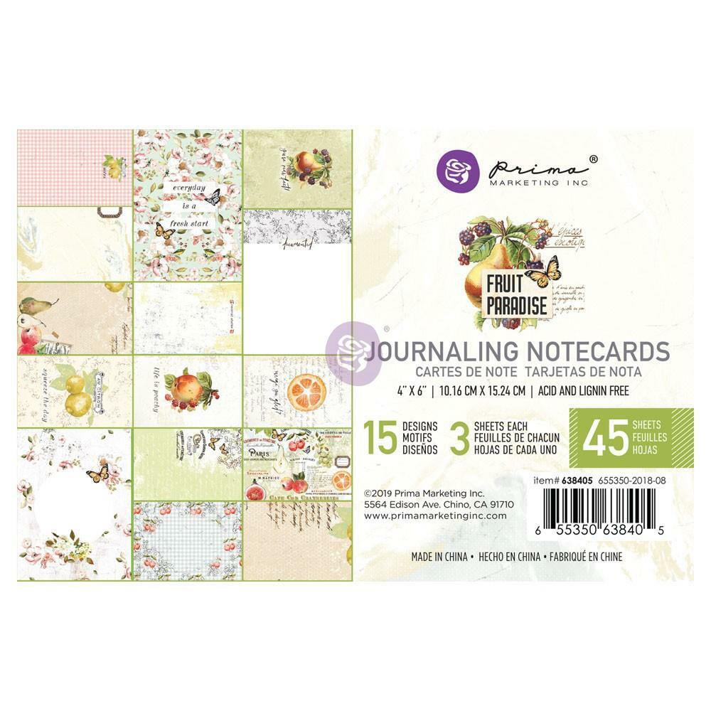 Prima FRUIT PARADISE 4x6 Journaling Notecards 45pc Tags Planner 438405