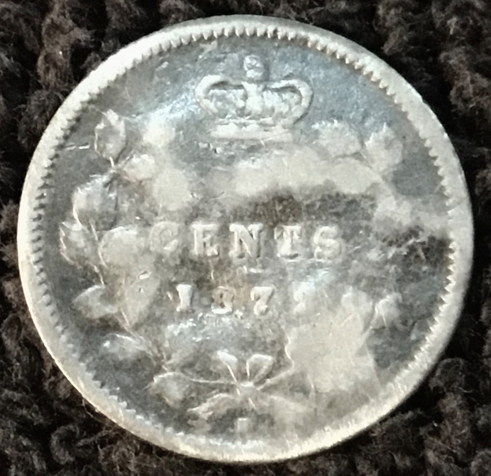 1872H, 5 Cent Silver Canada  Coin KM 2