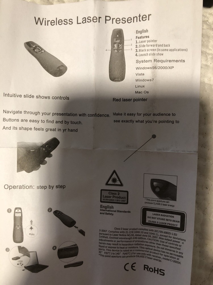 RoHs Laser Presenter New Open Box