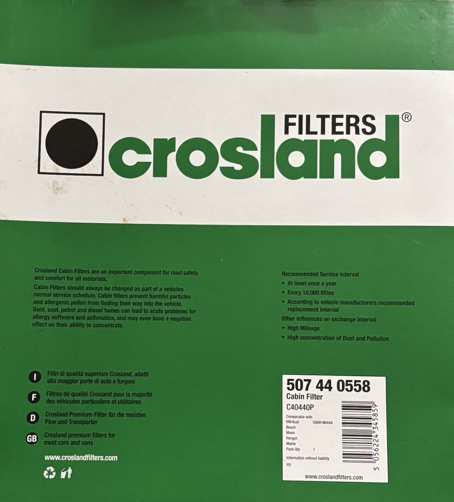 CROSLAND CABIN FILTER C40440P