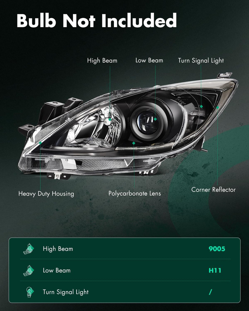 Headlights for 2010 2011 2012 2013 for Mazda 3 Pair Headlight Assembly Black Hou