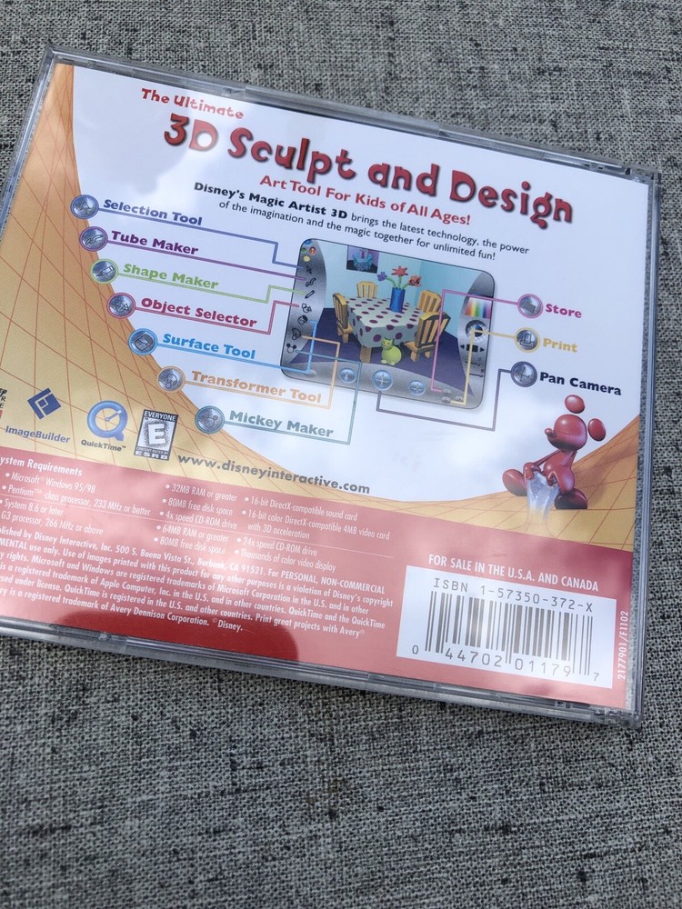 Disney Magic Artist 3D Computer Drafting Software Sculpt & Design 2000