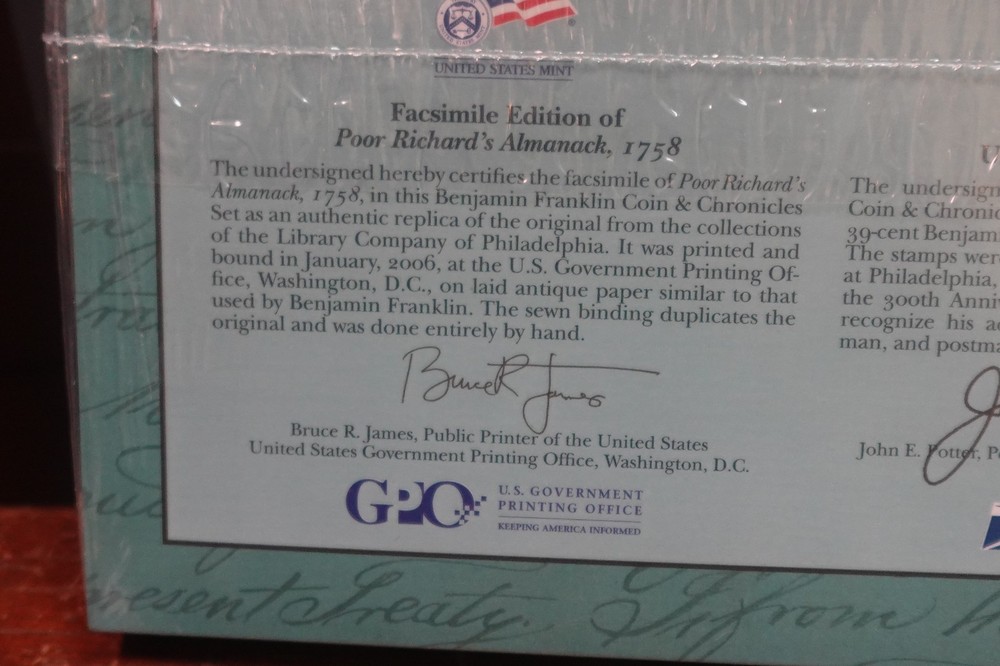 2006 BEN FRANKLIN COIN & CHRONICLES SET SEALED