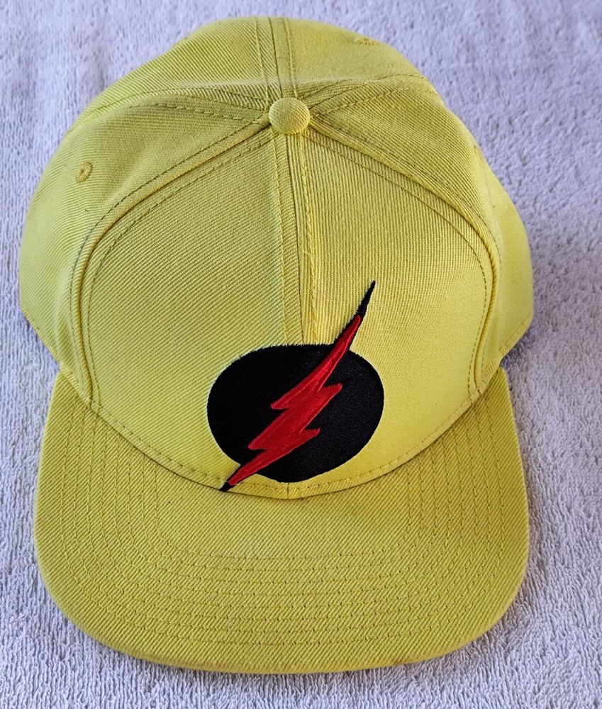 Reverse Flash Logo Flat Bill Snapback Hat Yellow