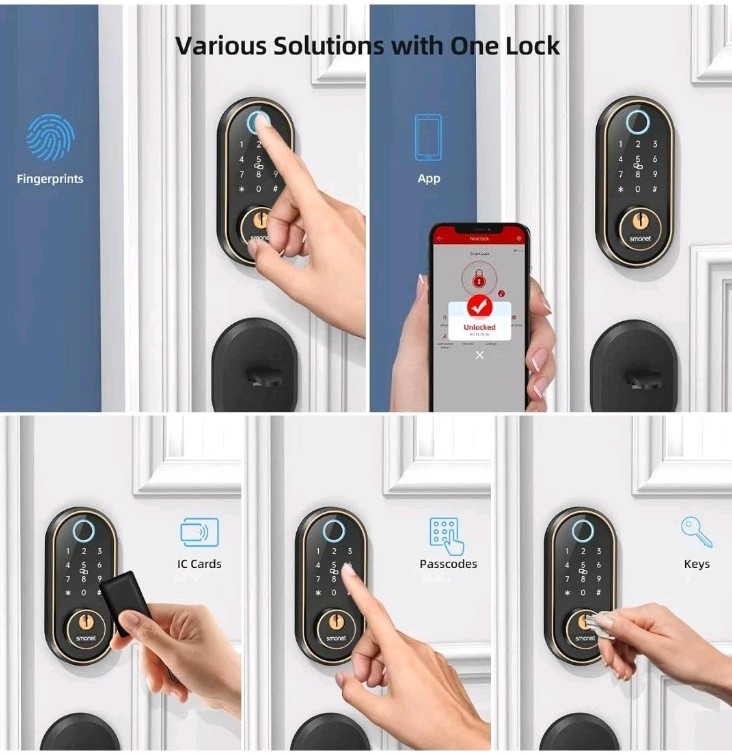 Smart Keyless Entry Door Lock, Electronic Fingerprint Deadbolt, Touchscreen, SMO