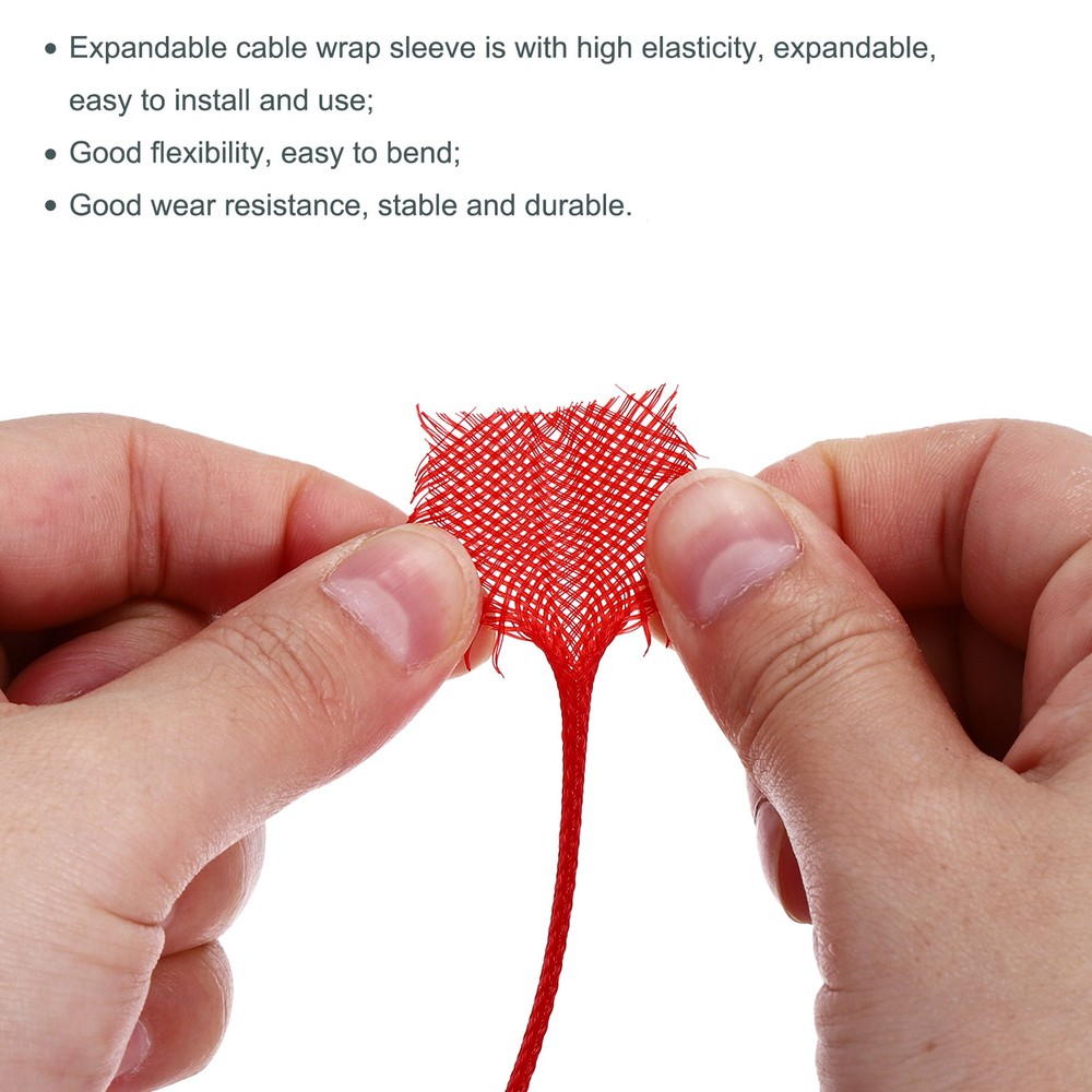 Expandable Sleeving 1/8-inch 100ft Cable Sleeve Red