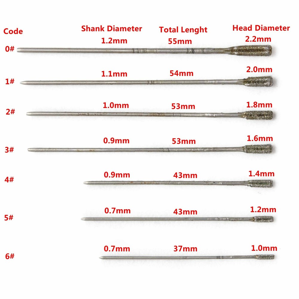 20Pcs 2mm Diamond Lapidary Drill Bits Hole Solid Bits Jewelry Tools for Stone