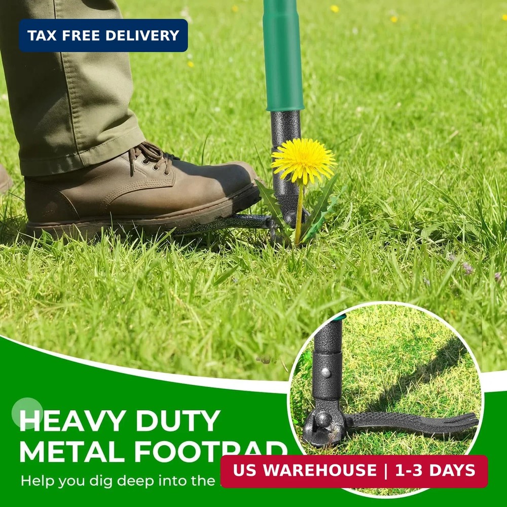 Weed Puller Tool with 2 Weed Eject Feature, 43.7in Stand Up Dandelion Remover To