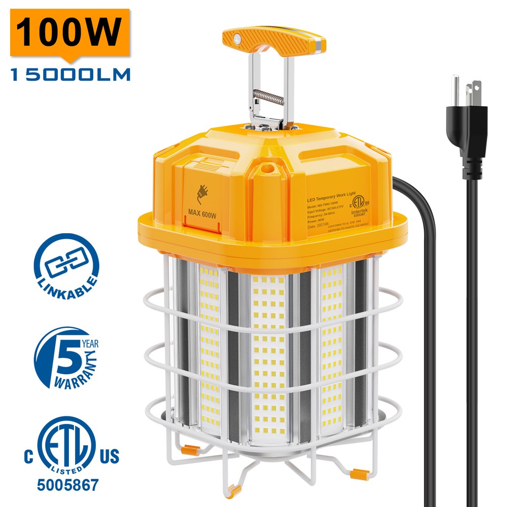 100W LED Temporary Work Light Linkable Warehouse Workshop Hanging Lamp Portable