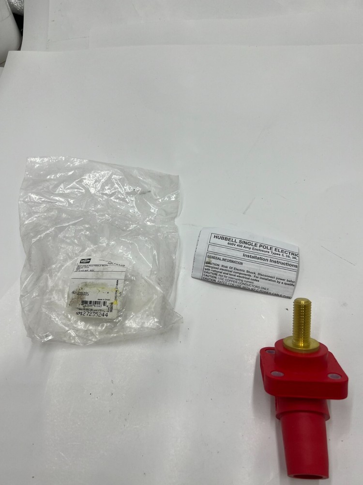 QTY 2 Hubbell HBLFRASR Single Pole Receptacle Angled Threaded Stud Red 300/400A