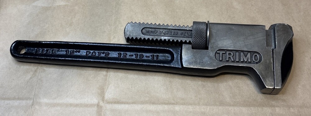 TRIMO 15” Pipe Wrench Machinist Tools Roxbury Mass. USA