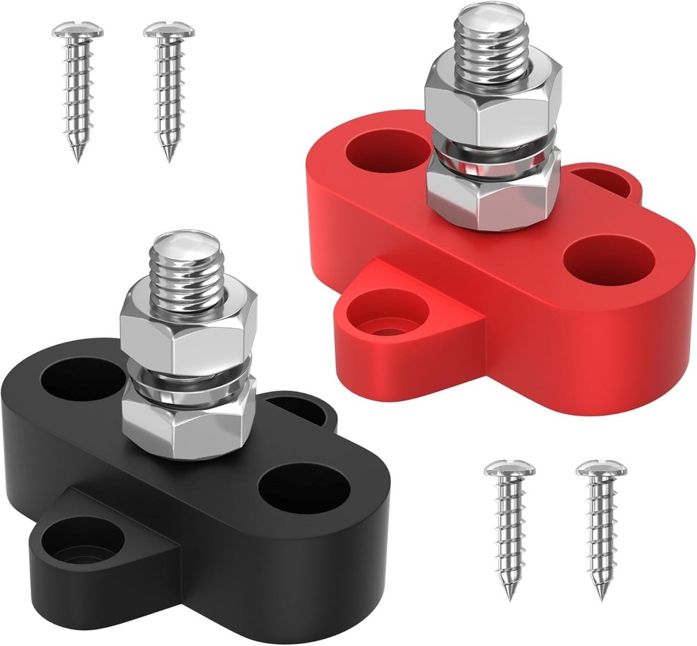 12V 250A Power Distribution Block - Single 5/16" Stud Junction for Marine & Auto
