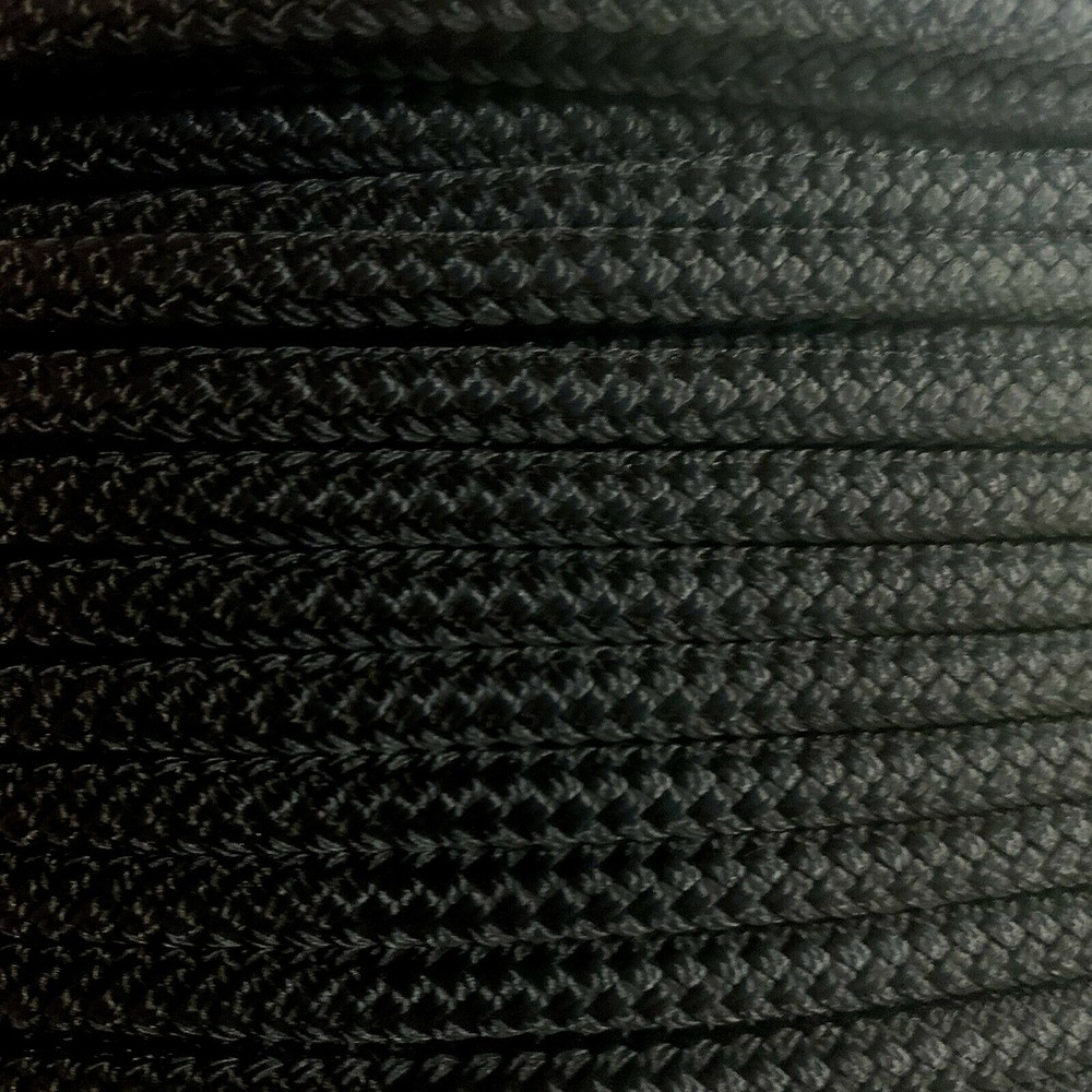1/4 x 200 ft Premium Double Braid- Yacht braid Rope Hank. Black.