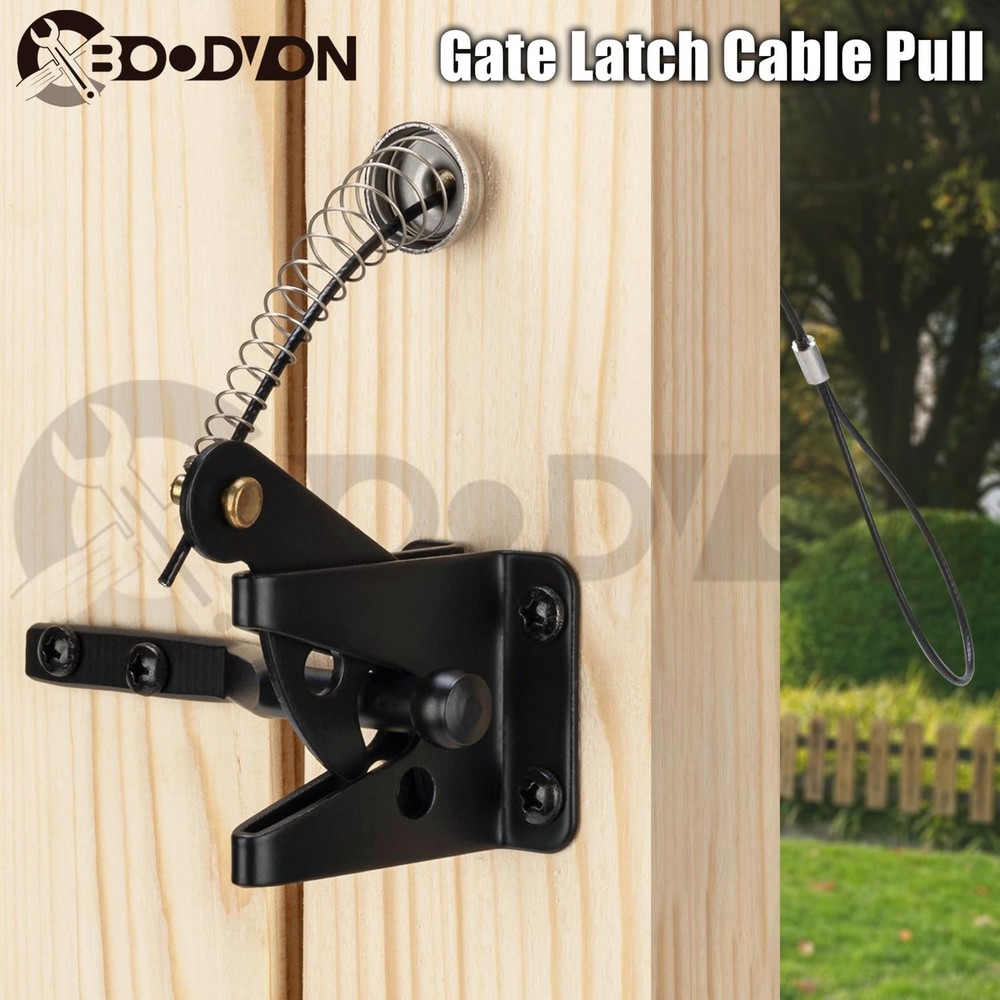 Gate Latch Cable Pull with Spring, Metal Gate Opener String Adjustable from 2...