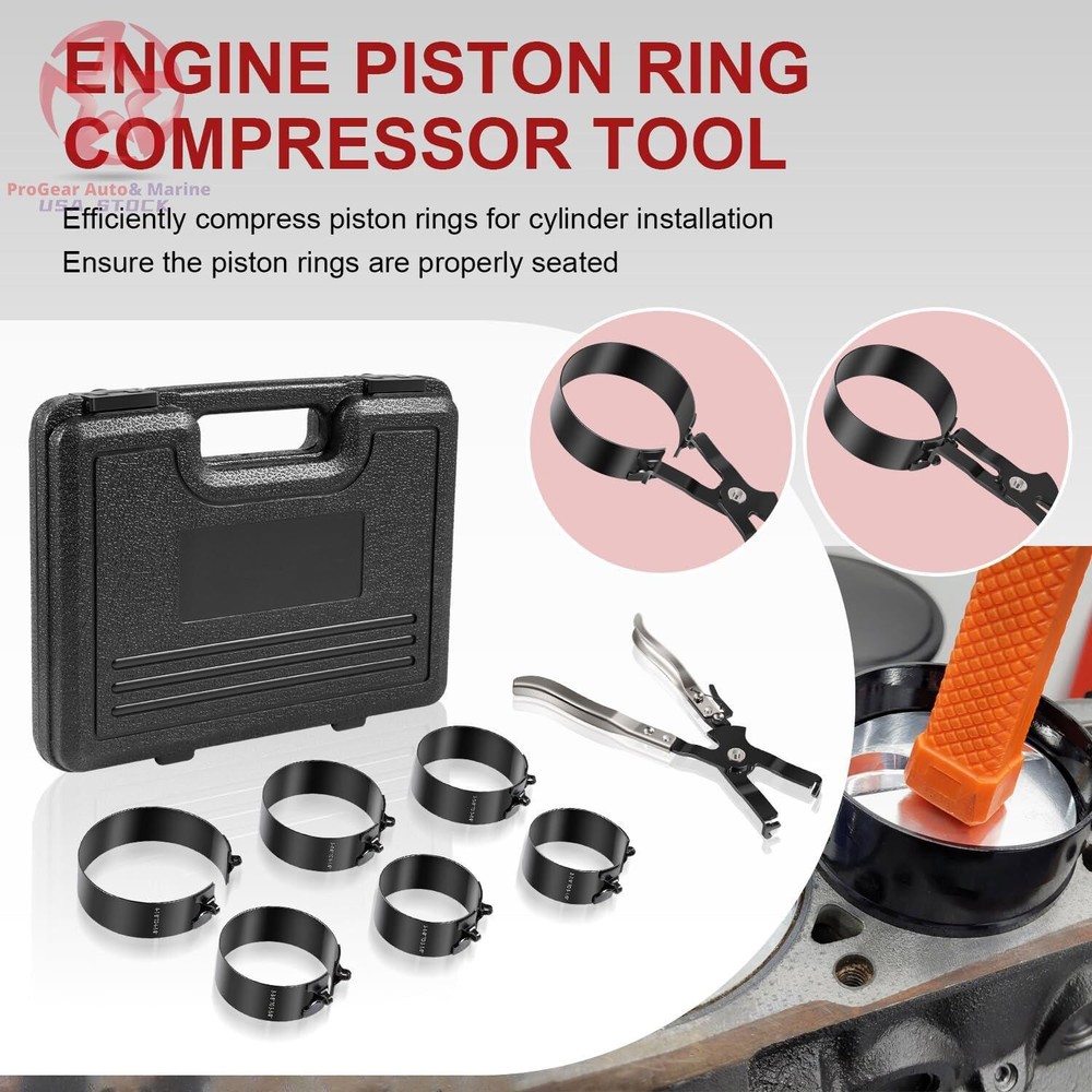 Piston Ring Compressor Kit 940387: Adjustable for Engine Piston Install