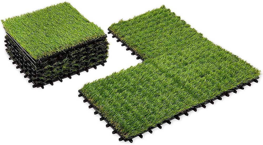 Artificial Self-draining Interlocking Grass  9 Pcs ,11.8x11.8 -1.18