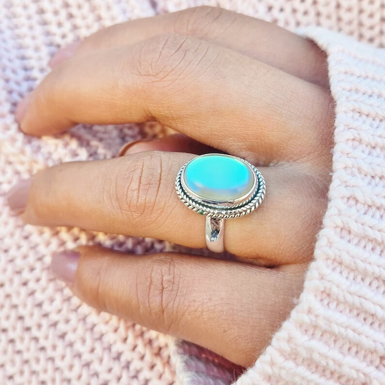 Moonstone 925 Sterling silver Band &Statement Ring Handmade Gift Ring All Size