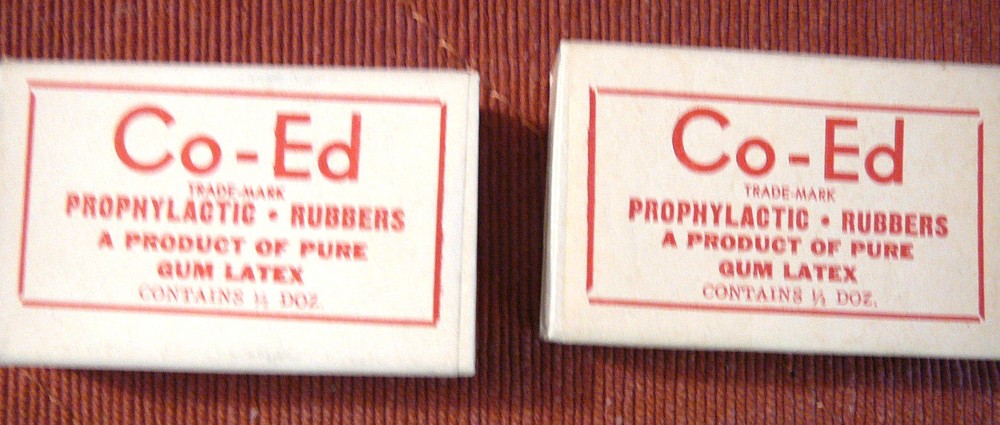2 empty boxes Co-Ed prophylactics