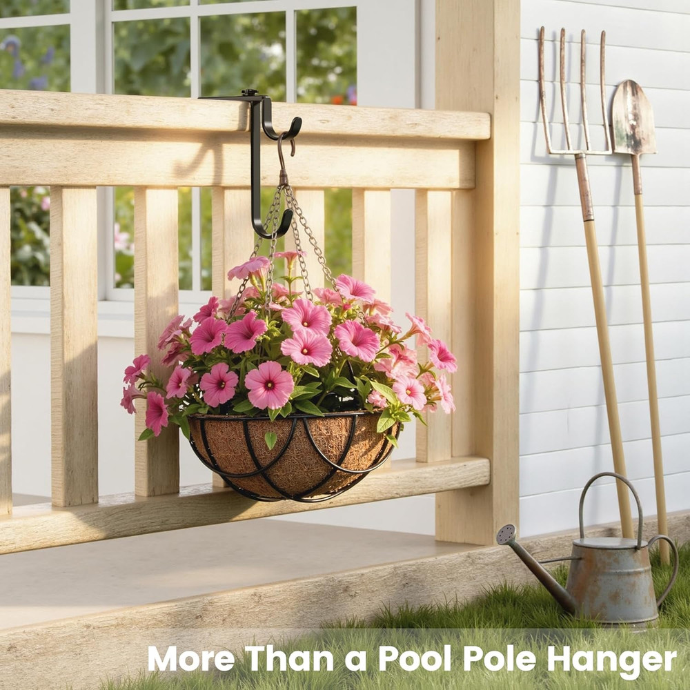 2Pcs Double Pool Pole Hooks, Adjustable Thickened Panel Pool Fence Equipment Hoo