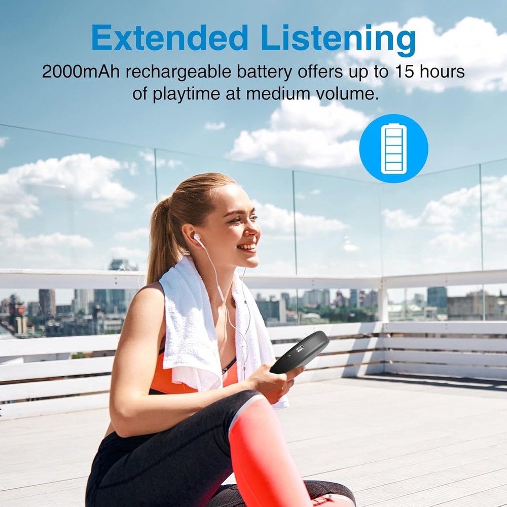 Portable Bluetooth CD Player for Car with FM Transmitter & Rechargeable Battery
