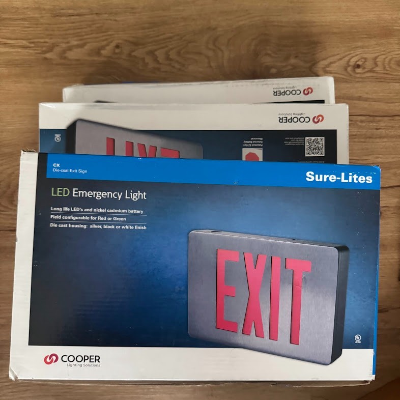 Lot of 3 Sure-Lites Exit/Emergency Lighting SLX6 LED EXIT Sign Cooper Lighting