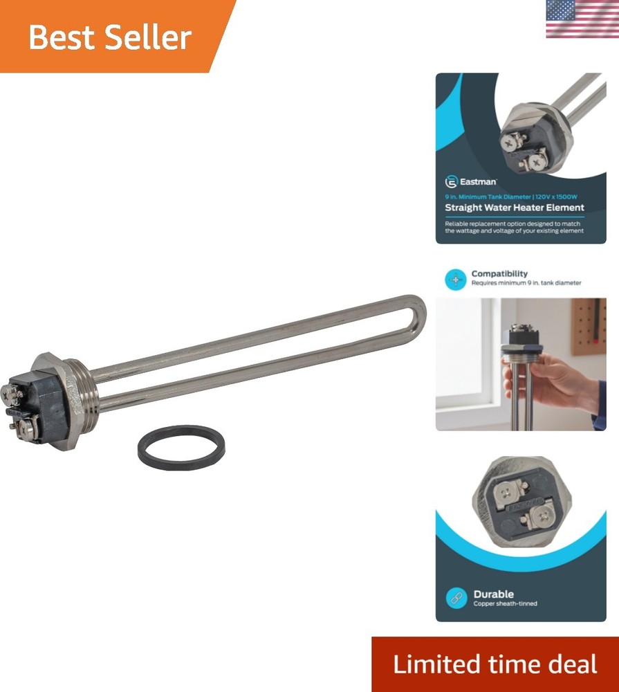 High Watt Density Electric Water Heating Element 120V x 1500W - Safe & Reliable