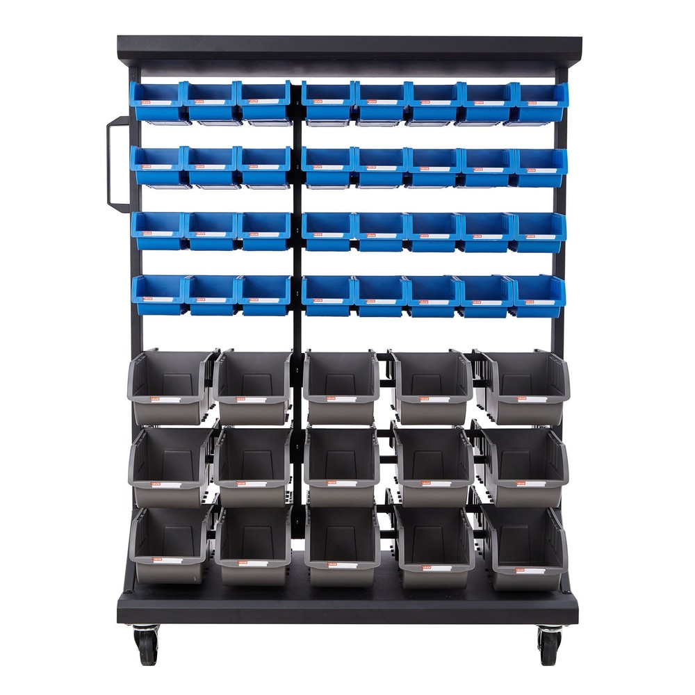 VEVOR Double-Sided Rolling Bin Rack 7-Tier Bin Rack Storage System with 94 Bins