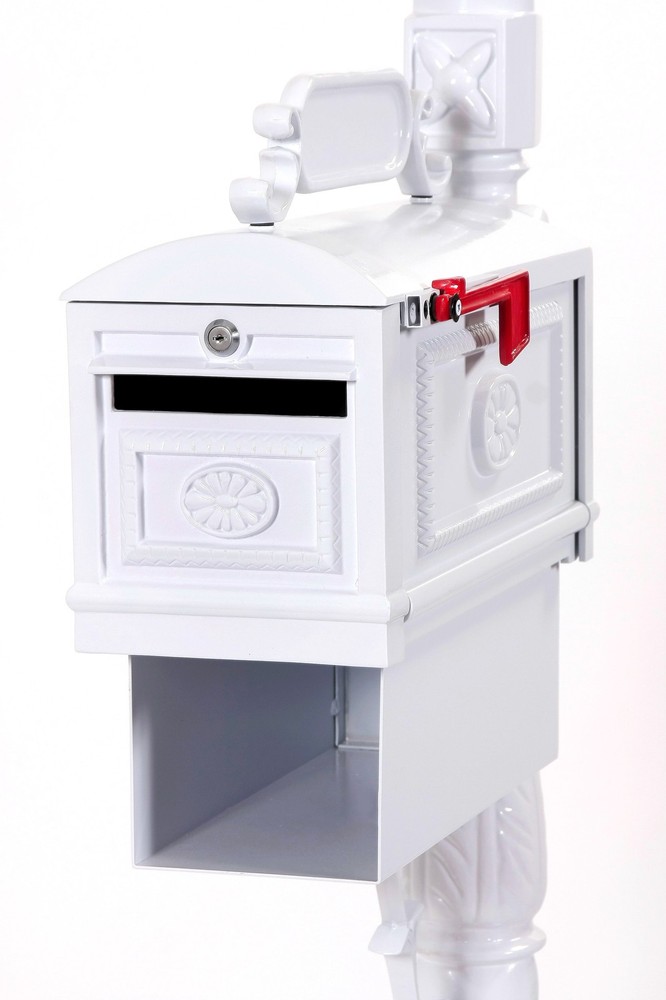 Locking Mailbox WHITE with Paper Box Secure Cast Aluminum Better Box Mailboxes