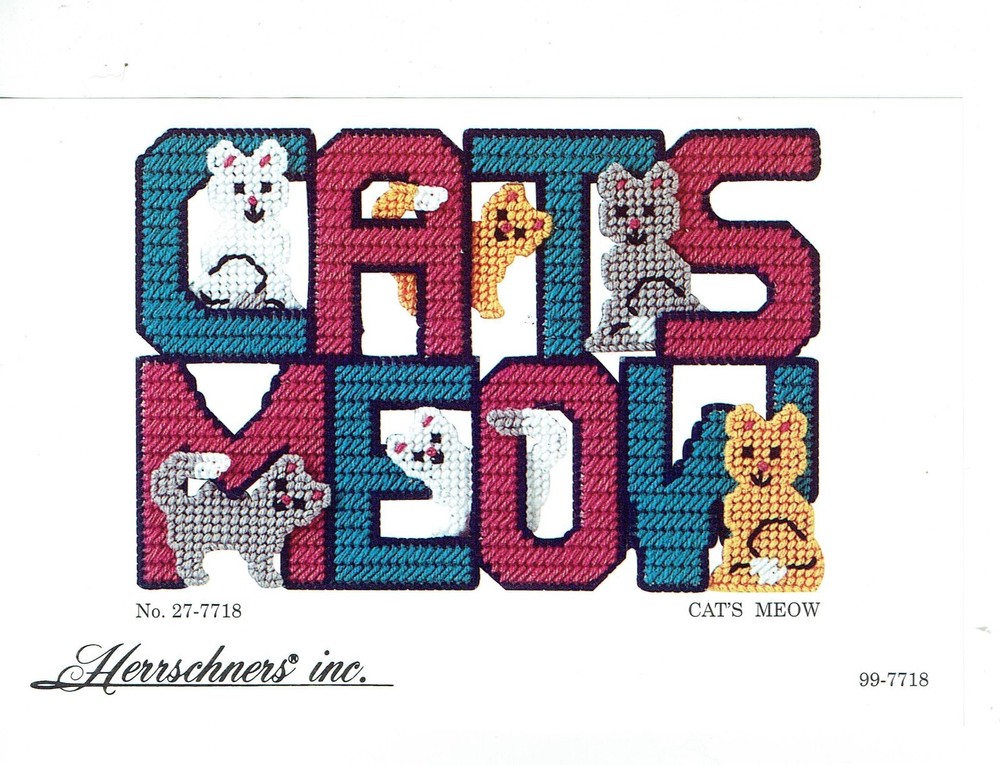 CATS MEOW Wall Hanging  plastic canvas  PATTERN (#TF0104)