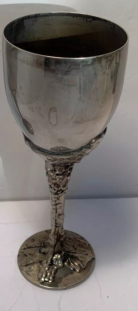 Godinger Silverplate Goblets, Grapes, READ