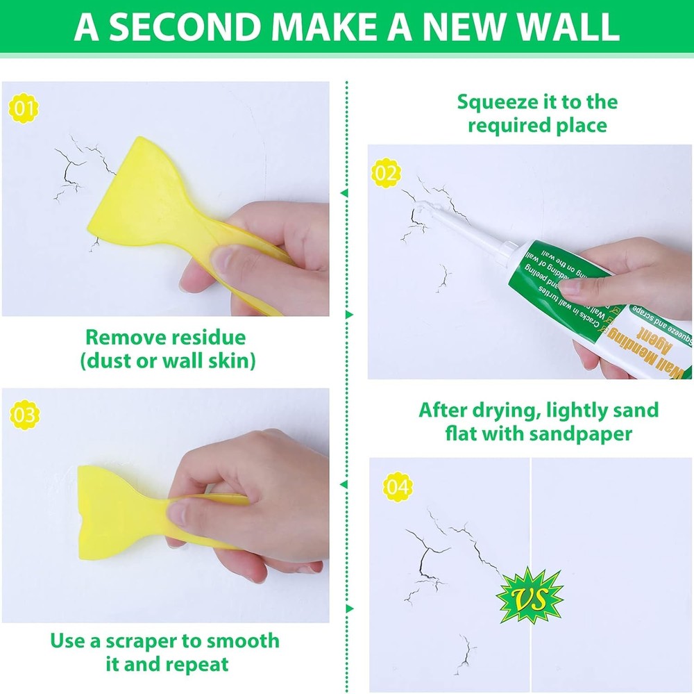 Drywall Repair Kit - Large Hole Patch, Wall Mending Agent 2 Pack Spackle