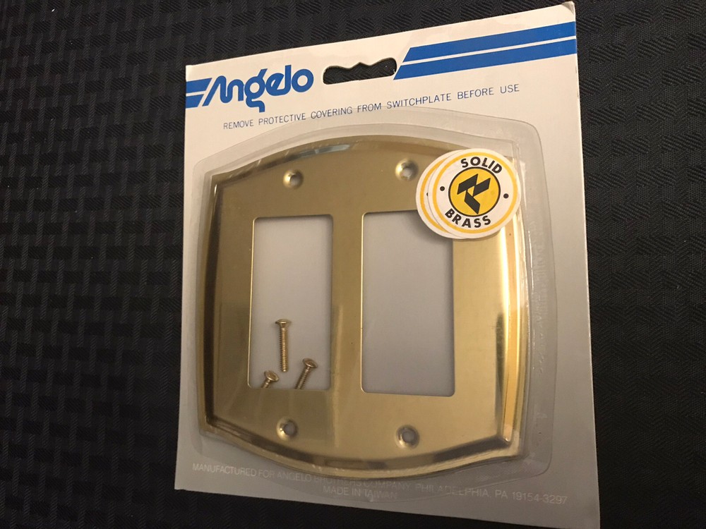 Angelo Solid Brass Decorator Wall Plate - Double Rocker Switch Cover