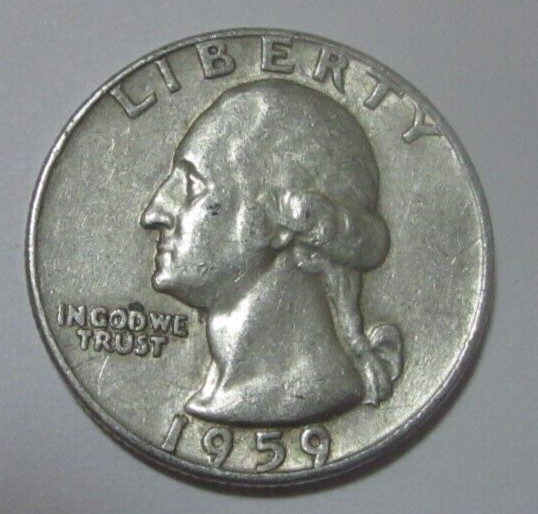 1959 D  Washington Silver Quarter   90% Silver