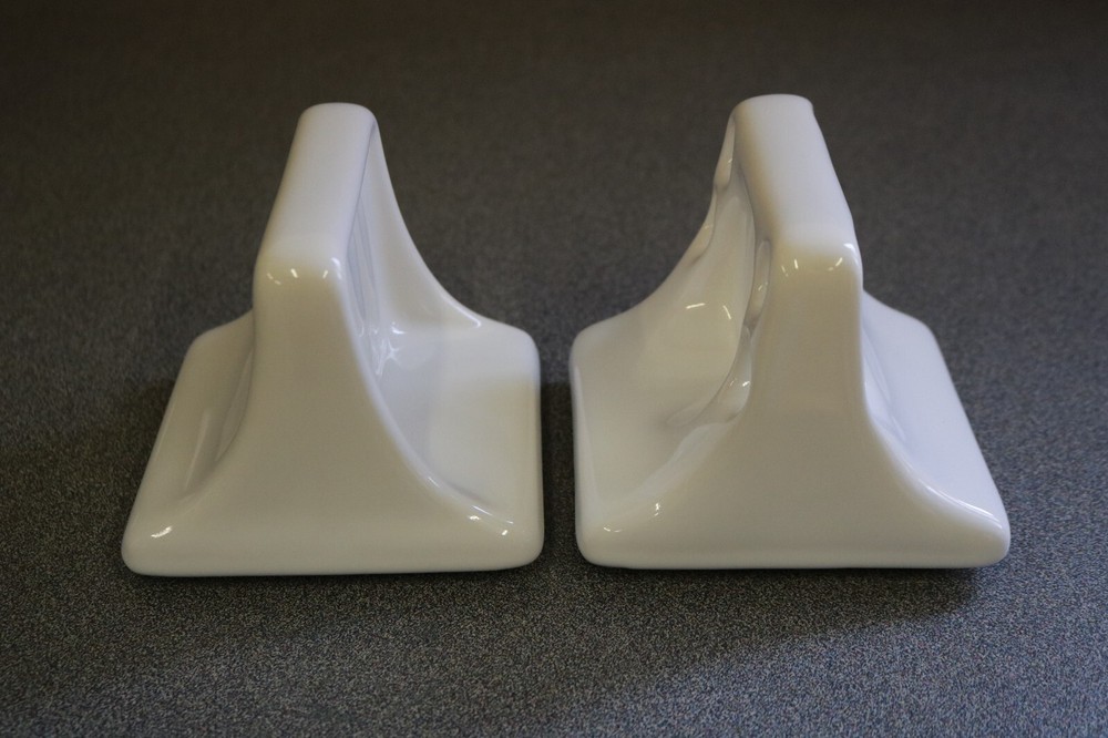 ACP Thin-Set Glossy White Ceramic Soap Dish & Toothbrush Holder Bathroom Set