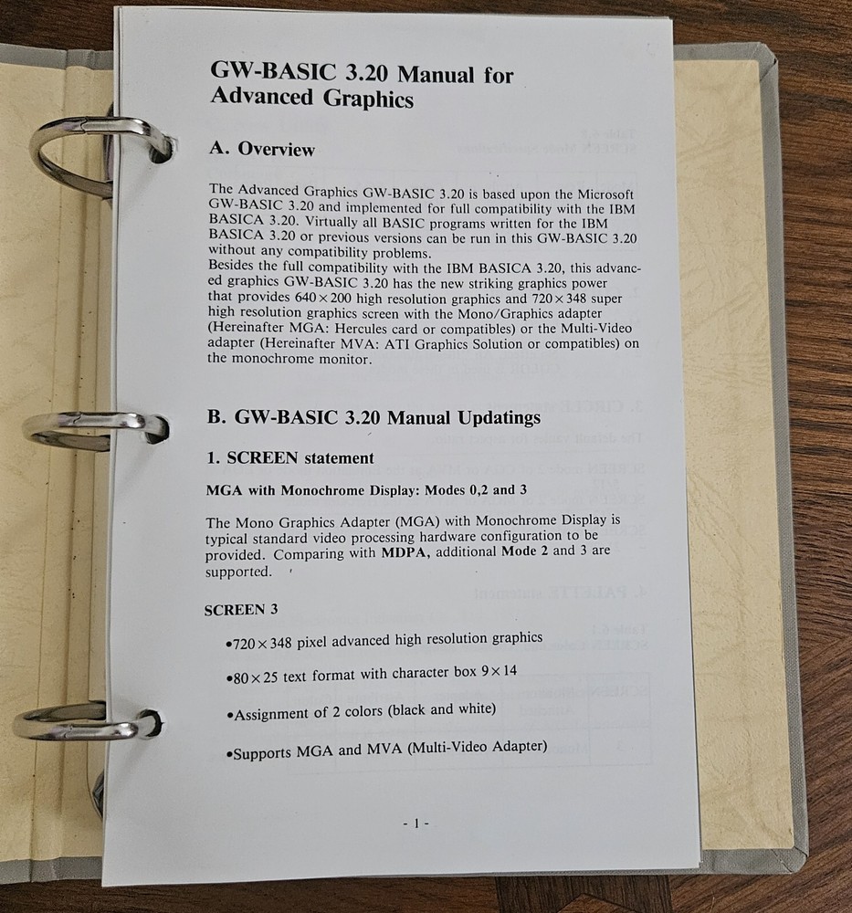 Hyundai Personal Computer Systems MS-DOS Version 3.2 Binder Book GW- Basic