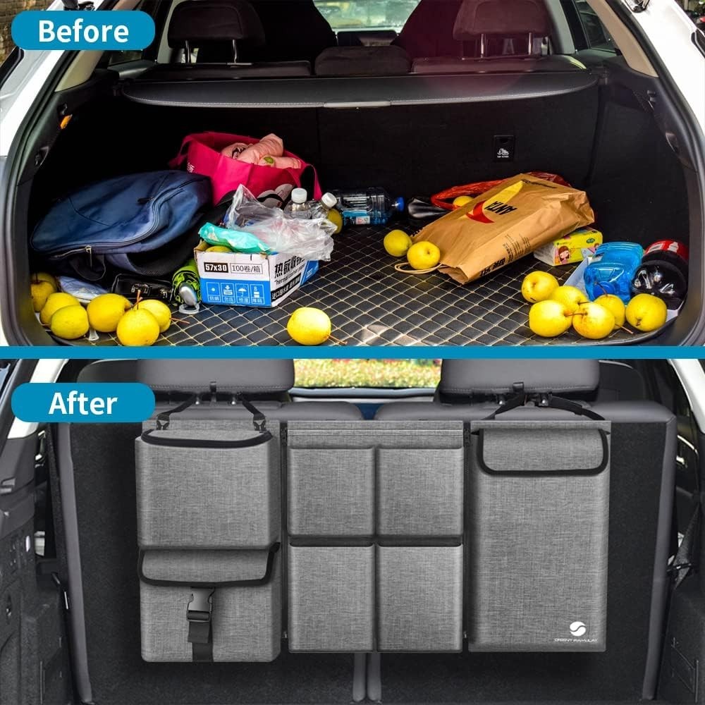 Durable Folding Car Trunk Organizer with Cooler and 3 Large Compartments