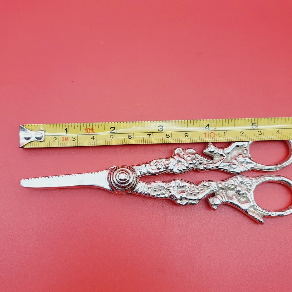 Vintage Silver Plate Victorian Style Grape Scissors Fox & Grapes Design