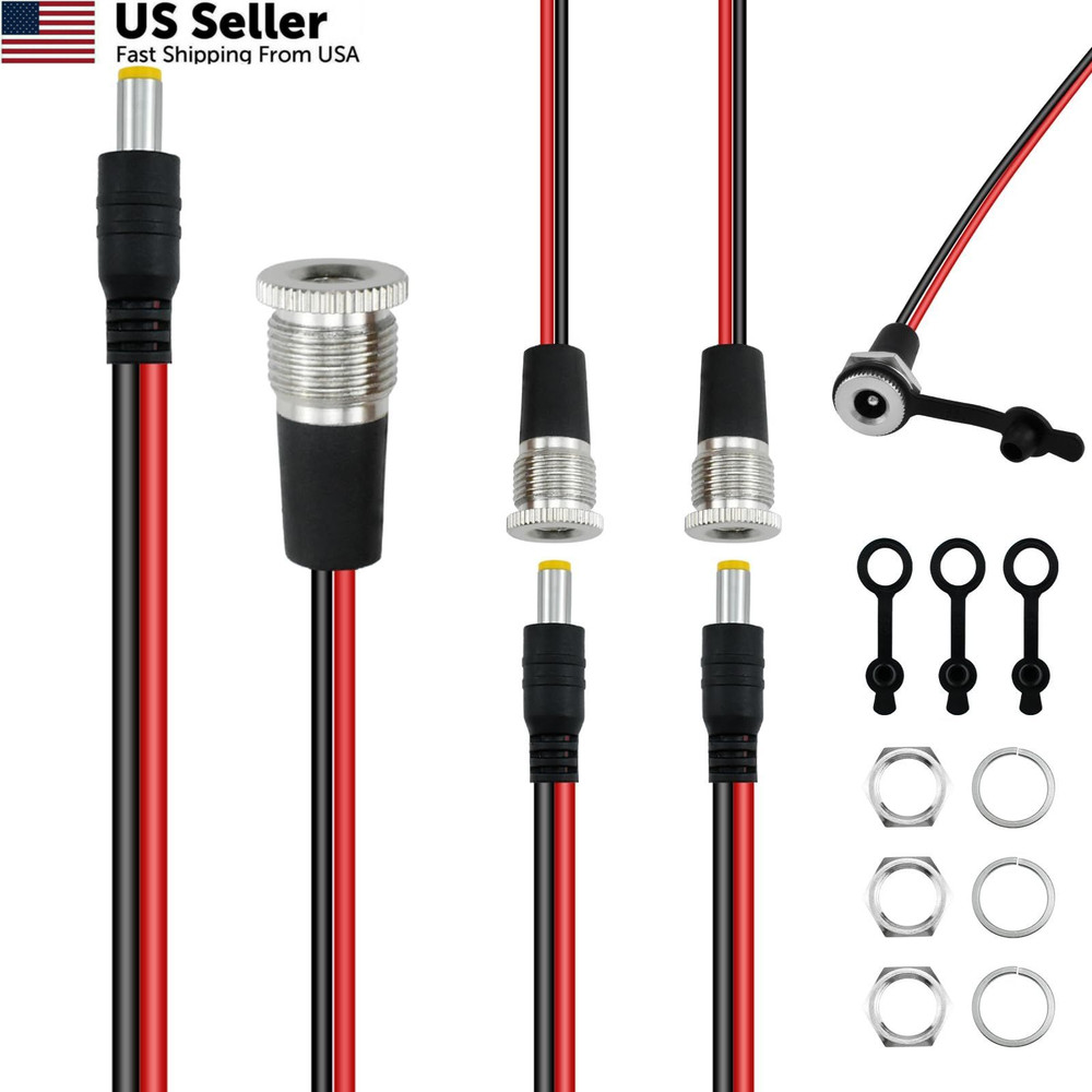SDTC Tech 3 Sets 5.5 x 2.1 MM 10A DC Power Jack Socket Threaded × 2.1mm
