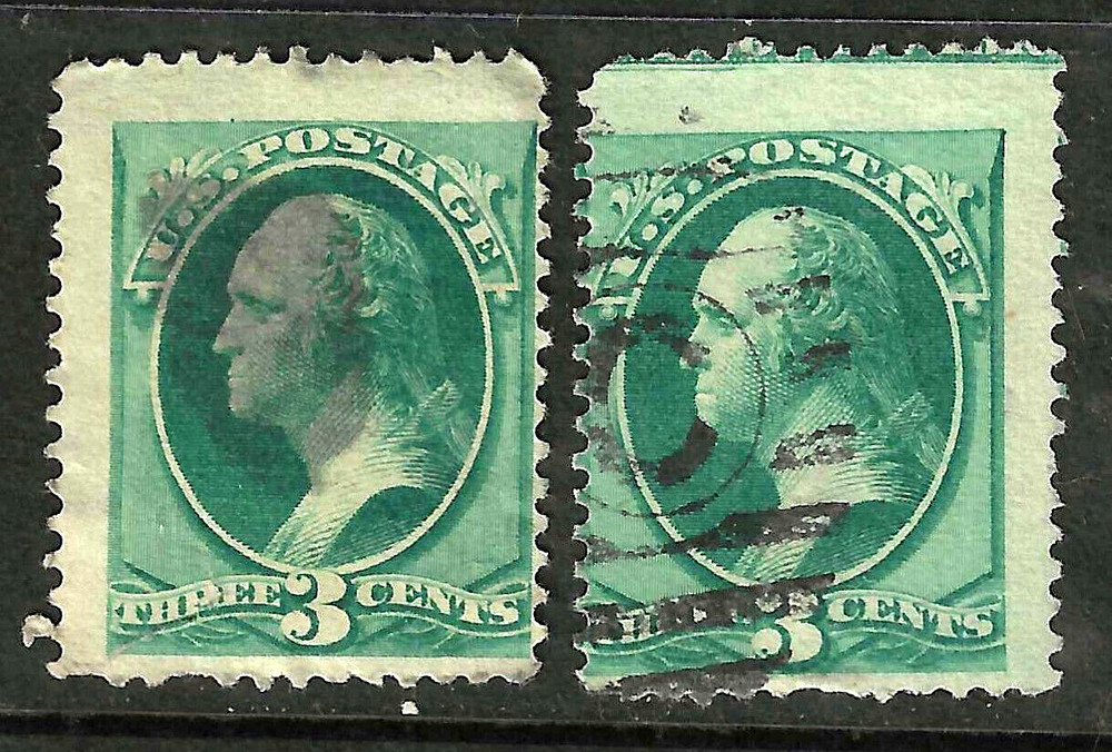 Jumbo Margin Straddle Misperf EFO 3 Cent Washington 1871-83 US 34F22