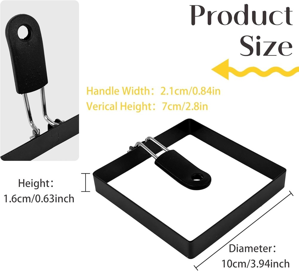 Professional Quality Egg Rings with Silicone Handle - Effortless Breakfast Maker
