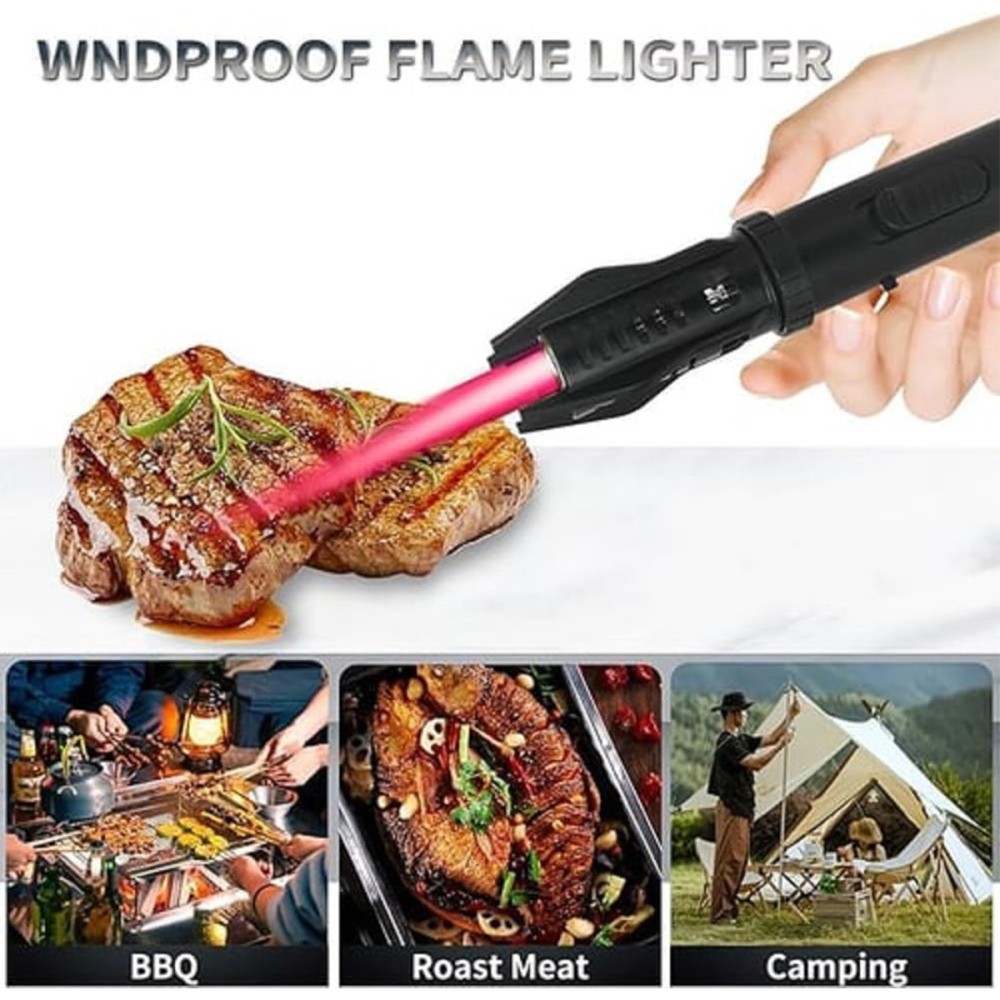 1X Jet Flame Lighter Refillable Storm Lighter Windproof Long Stick Lighter