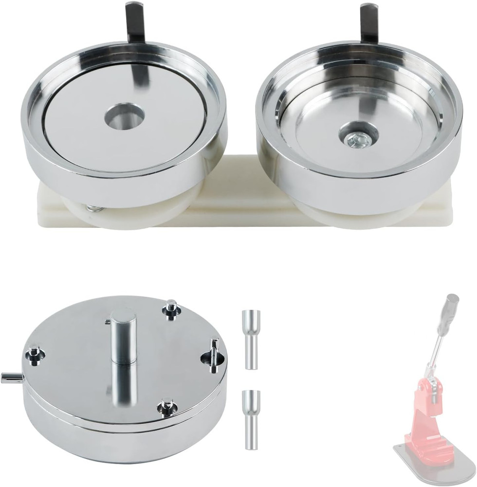 3" Button Maker Mold - Interchangeable Die for Slide Rail Machine - Silver Metal