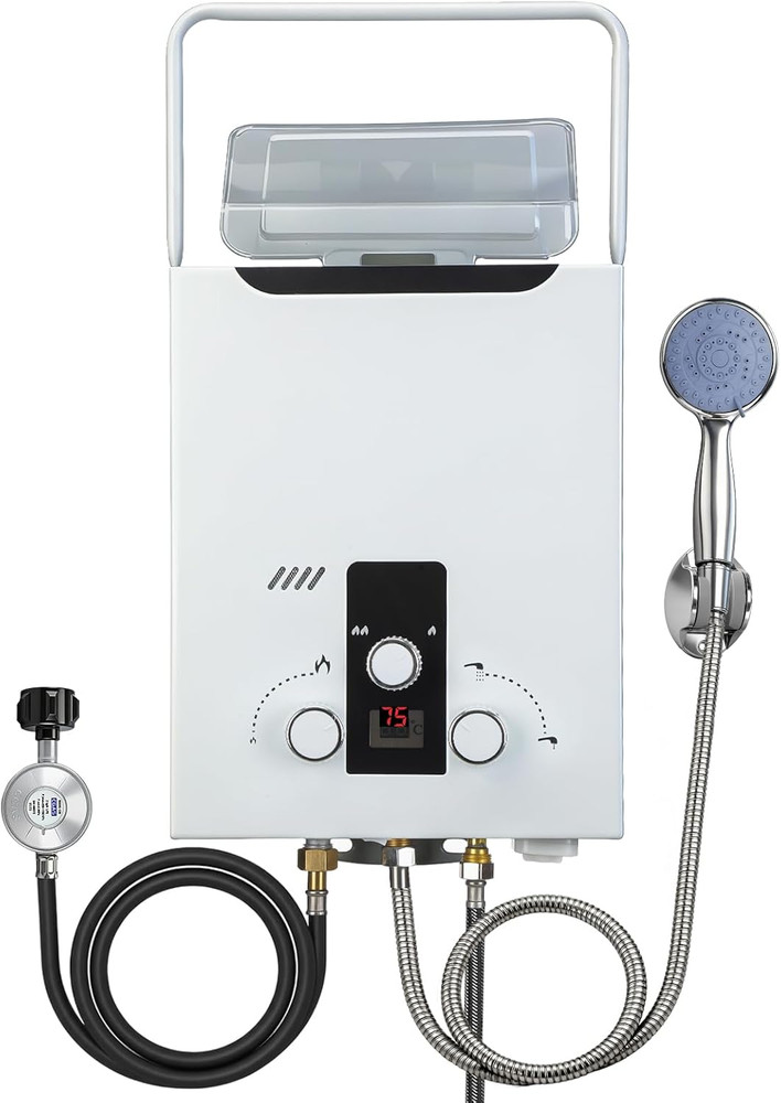 Propane Tankless Water Heater Outdoor, 2.11 GPM 8L, Portable Gas Water Heater wi