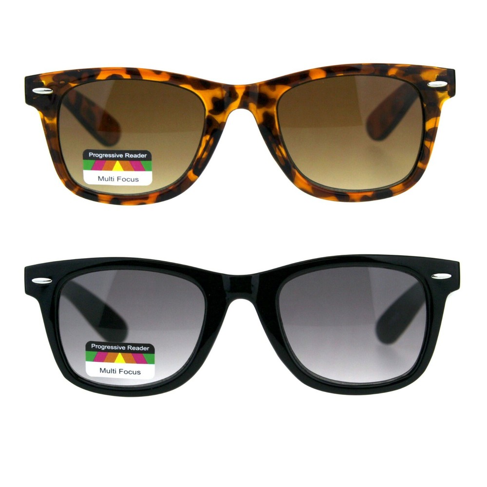 Retro Horn Rim Multi 3 Focus Progressive Reading Sunglasses